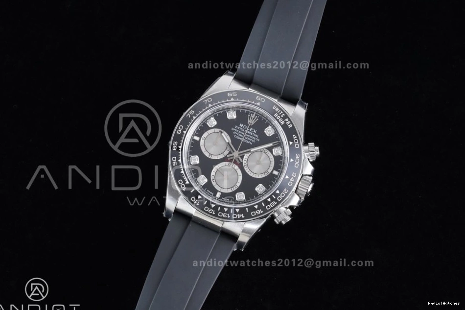 Best Diamonds Black Edition Dial 816 VSF 1:1 SoftTouch Silver Oysterflex on (Weighted) Daytona Strap V2 126519 VS4131 0219